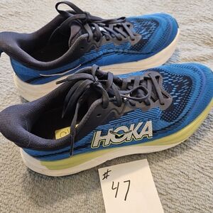 Hoka Vibrant Blue and Lime Running Shoes